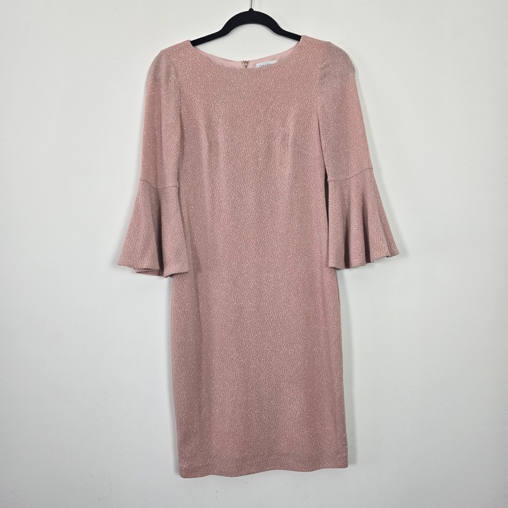Calvin Klein Sheath Dress Womens 6P‎ Rose Gold Metallic Shimmer Cocktail Retro